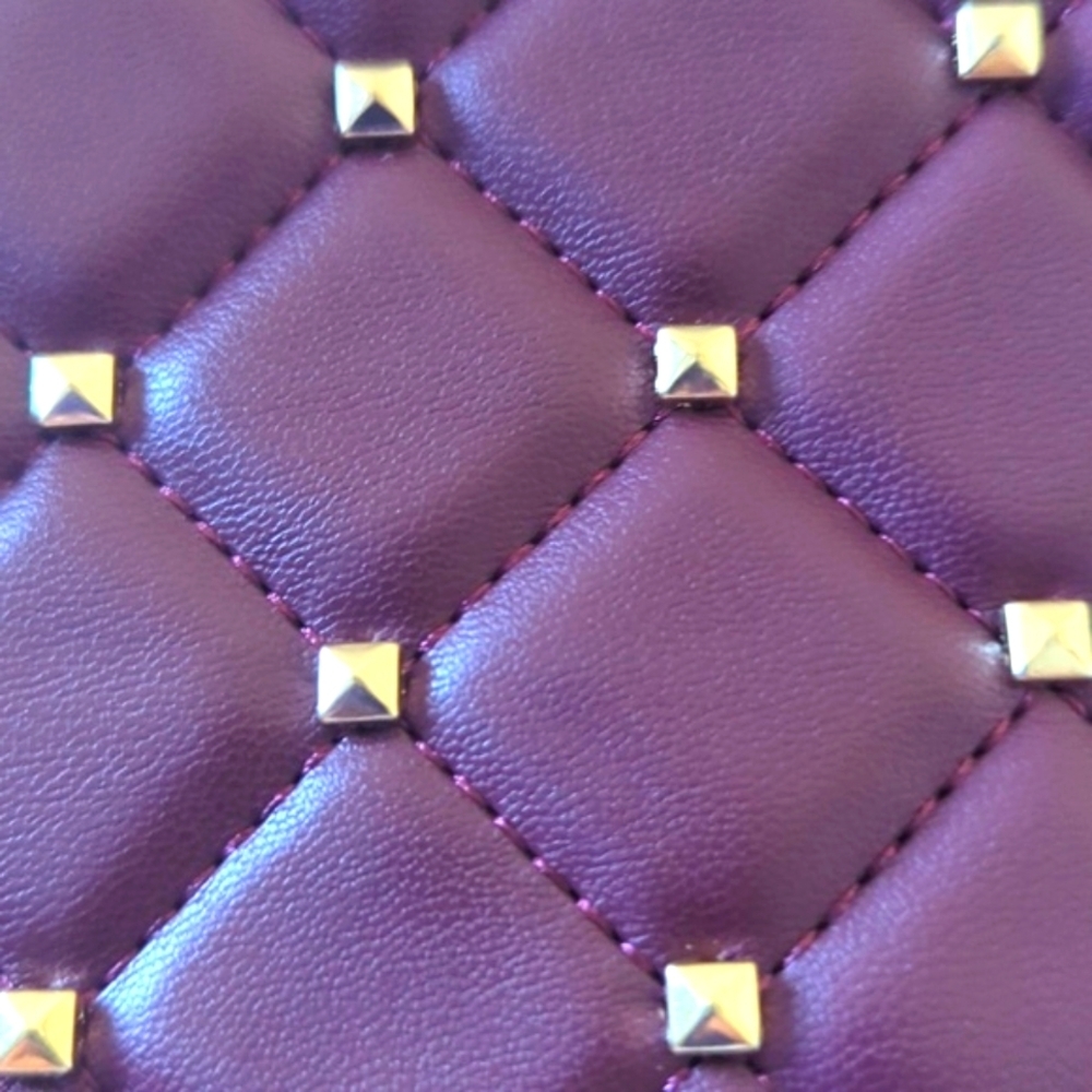 Badgley Mischka Maroon Quilted Backpack with Gold Accents NWOT - Picture 5 of 7